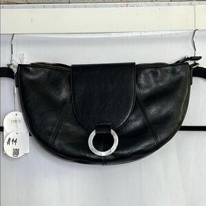Elegant Black Leather Women's Bag baguette clutch bag